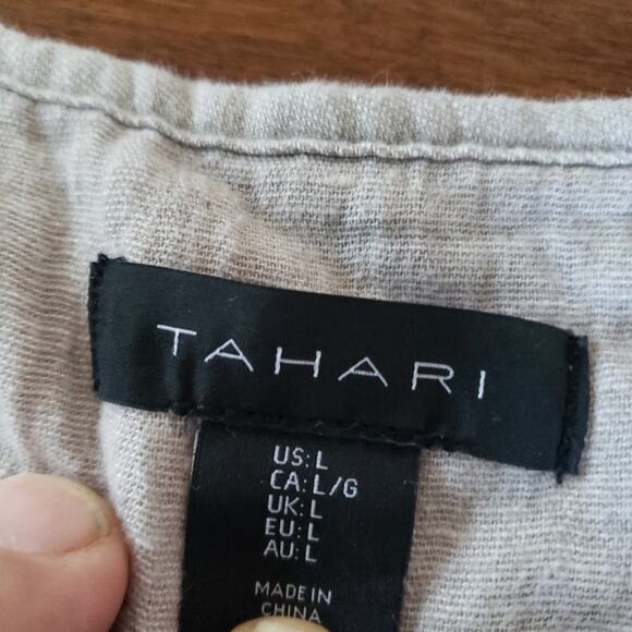 Tahari‎ tan L open front fall jacket - Picture 3 of 6